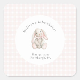 Sticker Carré Some Bunny Sweet Pink Baby Shower