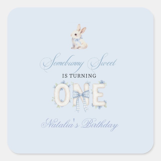 Sticker Carré Somebunny Sweet 1st Birthday Spring Floral Invitat (Devant)