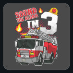 Sticker Carré Son L'alarme Je suis 3 pompier<br><div class="desc">Sound The Alarm I'm 3 Fire Engine Firefighter 3e anniversaire Famille design Cadeau Carré Sticker Classic Collection.</div>