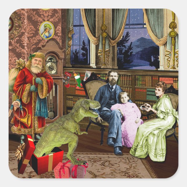 Sticker Carré Son premier T-Rex (Devant)