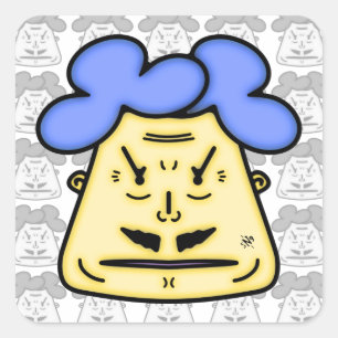 Sticker Carré Son visage de dessin animé Mustache v2-1
