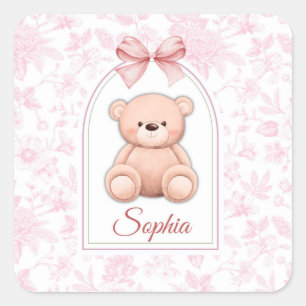 Sticker Carré Sophia   Conception personnalisée d'ours en peluch