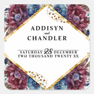 Sticker Carré Sophistication stupéfiante Mariage de pivoine à bi