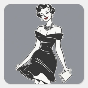 Sticker Carré Sophistiqué LBD Vintage petit robe noire