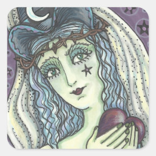 Sticker Carré SORCERESS, BILLETS DE COEUR GOTH WITTER Carré SHEE