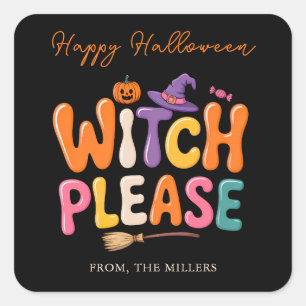 Sticker Carré Sorcier drôle s'il vous plaît Joyeux Halloween