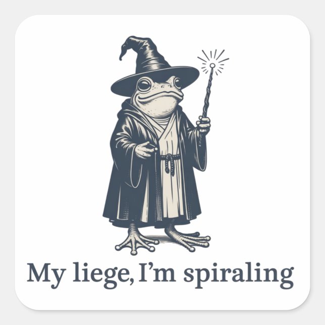 Sticker Carré Sorcier Grenouille Anxieux Drôle ADHD Neurodiversi (Devant)