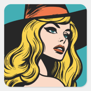 Sticker Carré Sorcière Art Pop Retro