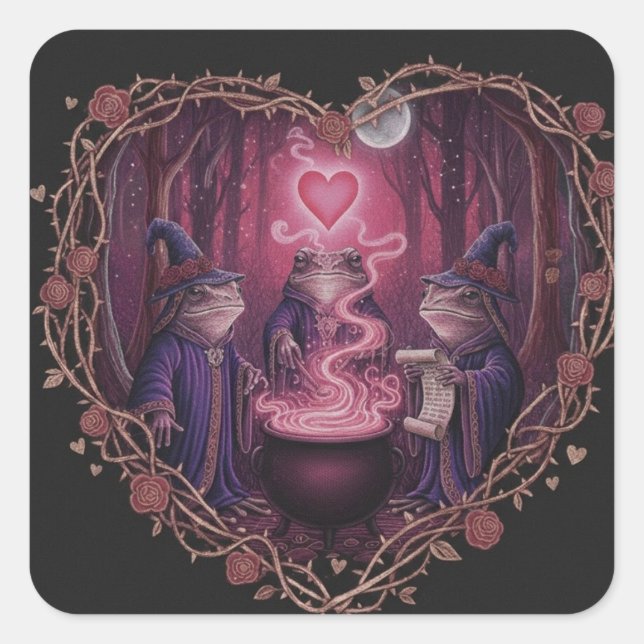 Sticker Carré SorcièreGrenouilleEnchantée (Devant)