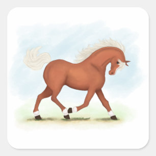 Sticker Carré Sorrel Horse Avec Blaze & Chaussettes Equestrio