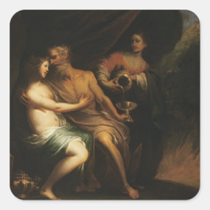 Sticker Carré Sort et ses filles (huile sur la toile) 3