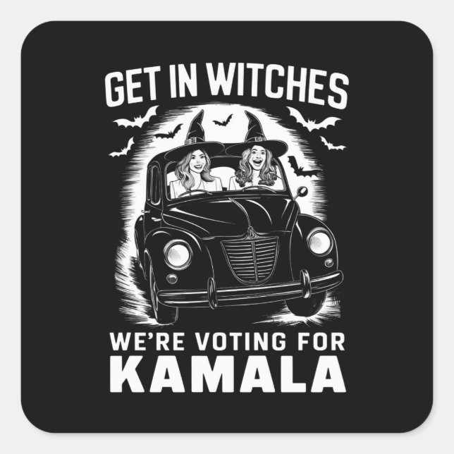 Sticker Carré Sortez nous votons pour Kamala Halloween (Devant)