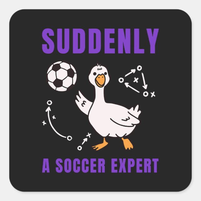 Sticker Carré Soudain un expert de football (Devant)