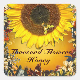 STICKER CARRÉ SOUFFLE ET HONEY BEE FLORAL BEEKEEPING