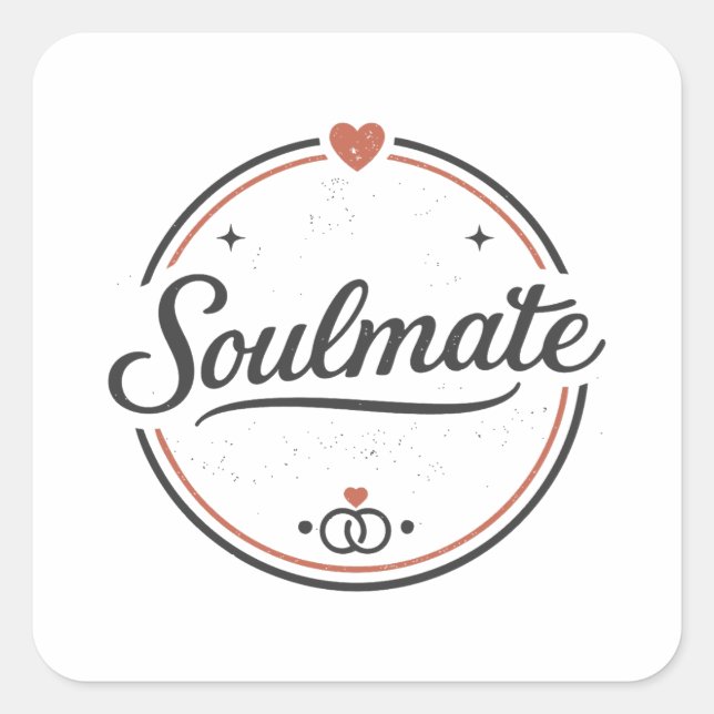Sticker Carré Soulmate Retro Love Minimal(Light) Couple Matching (Devant)
