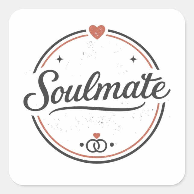 Sticker Carré Soulmate Retro Love Minimal(Light) Couple Matching (Devant)