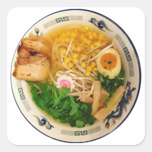 Sticker Carré Soupe aux nouilles de ramen de porc