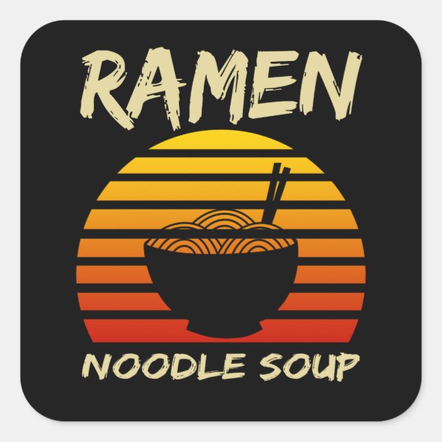 Sticker Carré Soupe de nouilles Ramen Kawaii nouilles japonaises (Devant)