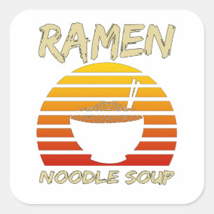 Sticker Carré Soupe de nouilles Ramen Kawaii nouilles japonaises