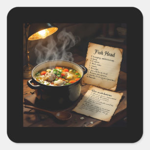 Sticker Carré soupe de tête de poisson caraïbes