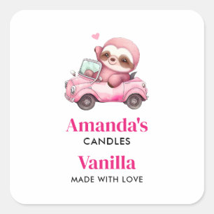 Sticker Carré Souriant parfum rose dans une voiture de fabricati