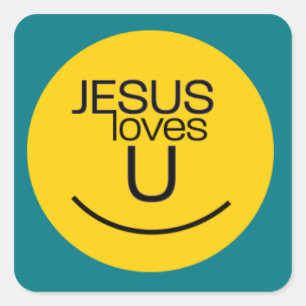 Sticker Carré Souriez...Jésus Vous Aime