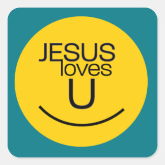 Sticker Carré Souriez...Jésus Vous Aime