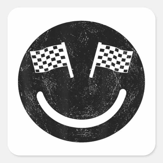 Sticker Carré Sourire de course pour les courses de voitures de  (Devant)