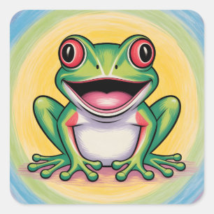 Sticker Carré Sourire doux de grenouille