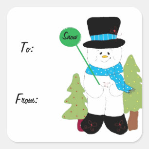 Sticker Carré Sourire doux Snowman Frosty