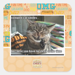 Sticker Carré sourires de chat de vampire
