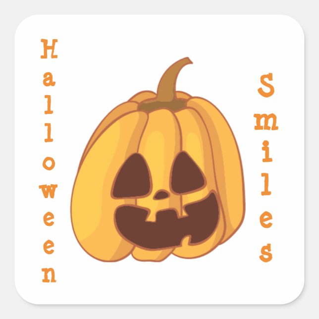 Sticker Carré Sourires d'Halloween Jack-o-Lantern (Devant)