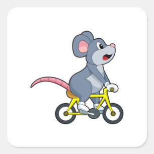 Sticker Carré Souris avec vélo
