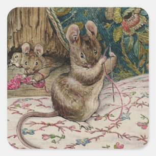 Sticker Carré Souris broyant un blouson Beatrix Potter 1902