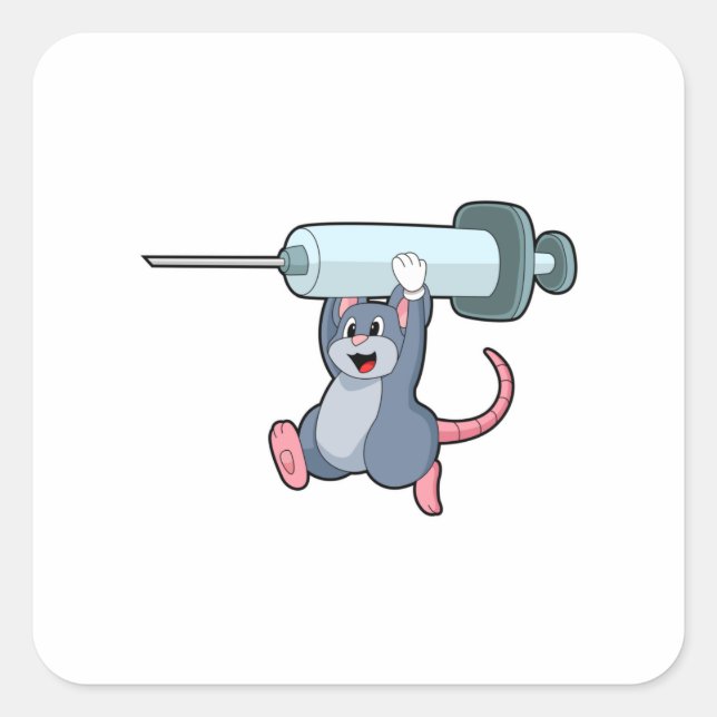 Sticker Carré Souris comme infirmière avec Syringe.PNG (Devant)