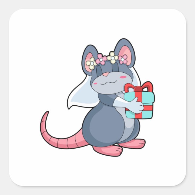 Sticker Carré Souris comme mariée avec Voile & Gift.PNG (Devant)