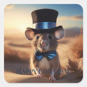 Sticker Carré Souris Country Squire Joyeux anniversaire