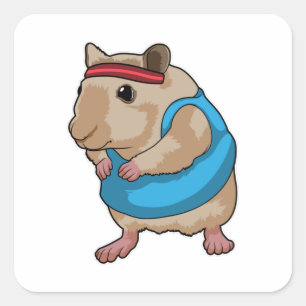 Sticker Carré Souris en tant que coureur avec bandeau