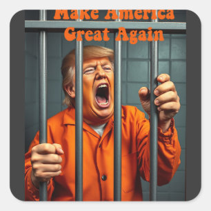 Sticker Carré Soutenez Kamala Walz Justice Trump Drôle Satire