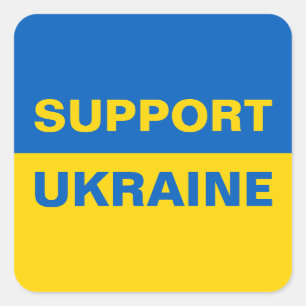 Sticker Carré Soutenez le drapeau ukrainien