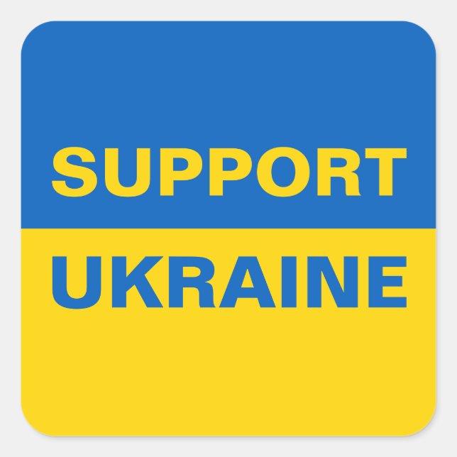 Sticker Carré Soutenez le drapeau ukrainien (Devant)