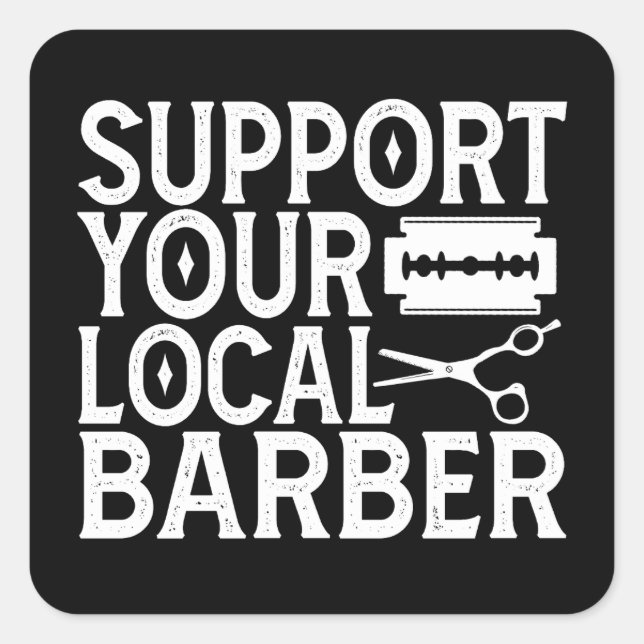 Sticker Carré Soutenez Votre Coiffeur Local 2024 (Devant)