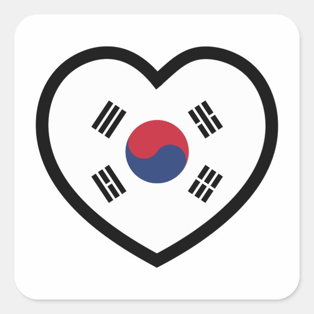 Sticker Carré South Korea Flag Heart (Devant)