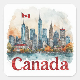 Sticker Carré Souvenir de voyage en famille au Canada pour des s