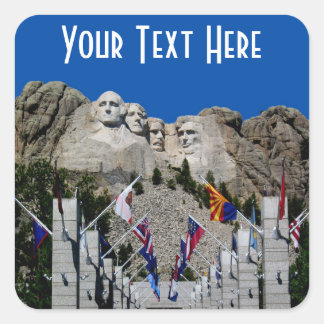 Sticker Carré Souvenir photo personnalisable Mount Rushmore