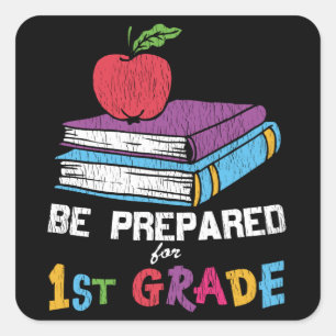 Sticker Carré Soyez Prêt pour le Cadeau pour Enfants de Rentrée