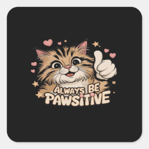 Sticker Carré Soyez Toujours Pawsitif - Mignons pouces vers le h