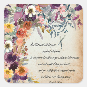 Sticker Carré Soyez votre guide, mélange floral automnal
