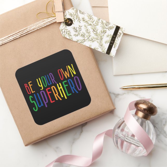 Sticker Carré Soyez votre propre super-héros, Citation Inspirati (Cadeaux)
