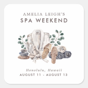 Sticker Carré Spa Bachelorette Weekend Invitation